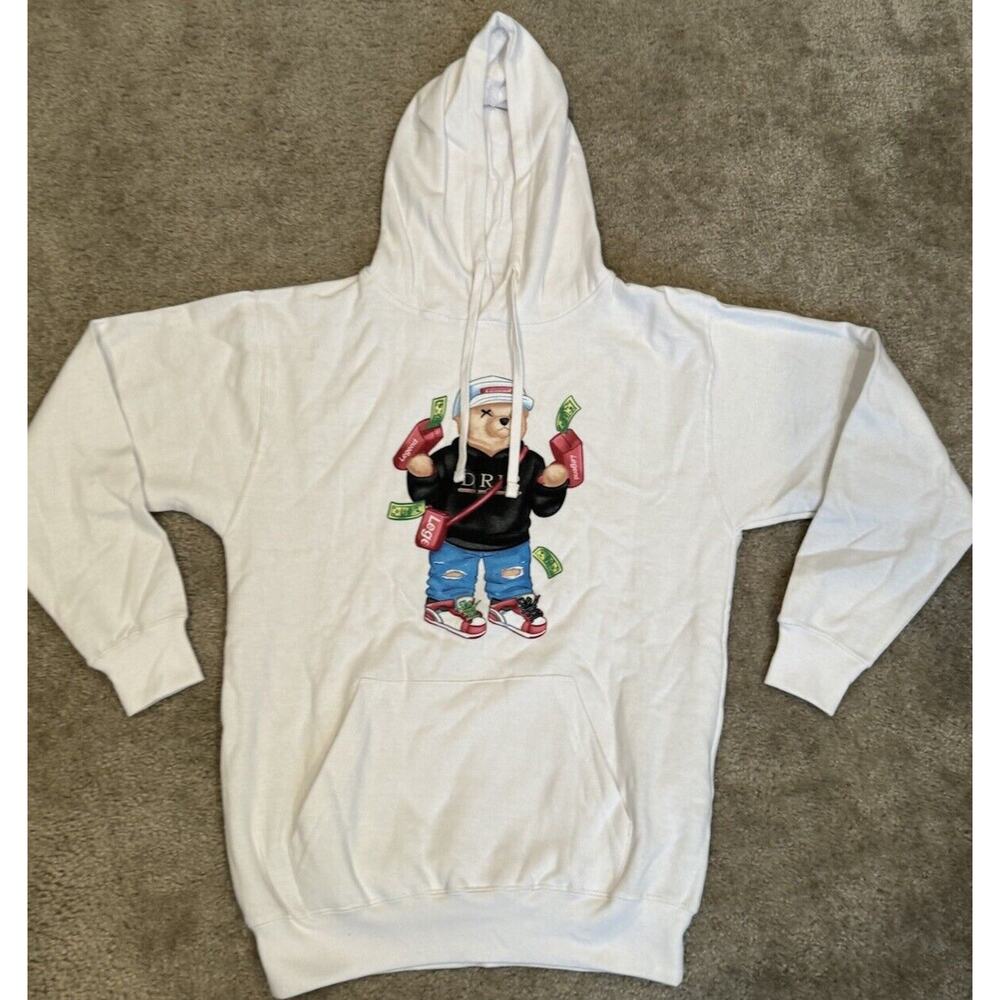 Money Bear Skate Drip Logo Blast White Zuni Sportswear Hoodie Men Size Small NEW